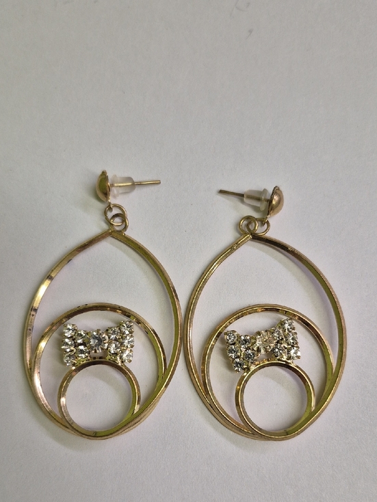 Jewelry - Gold-Tone Crystal Bow Drop Earrings - Women Jewelry